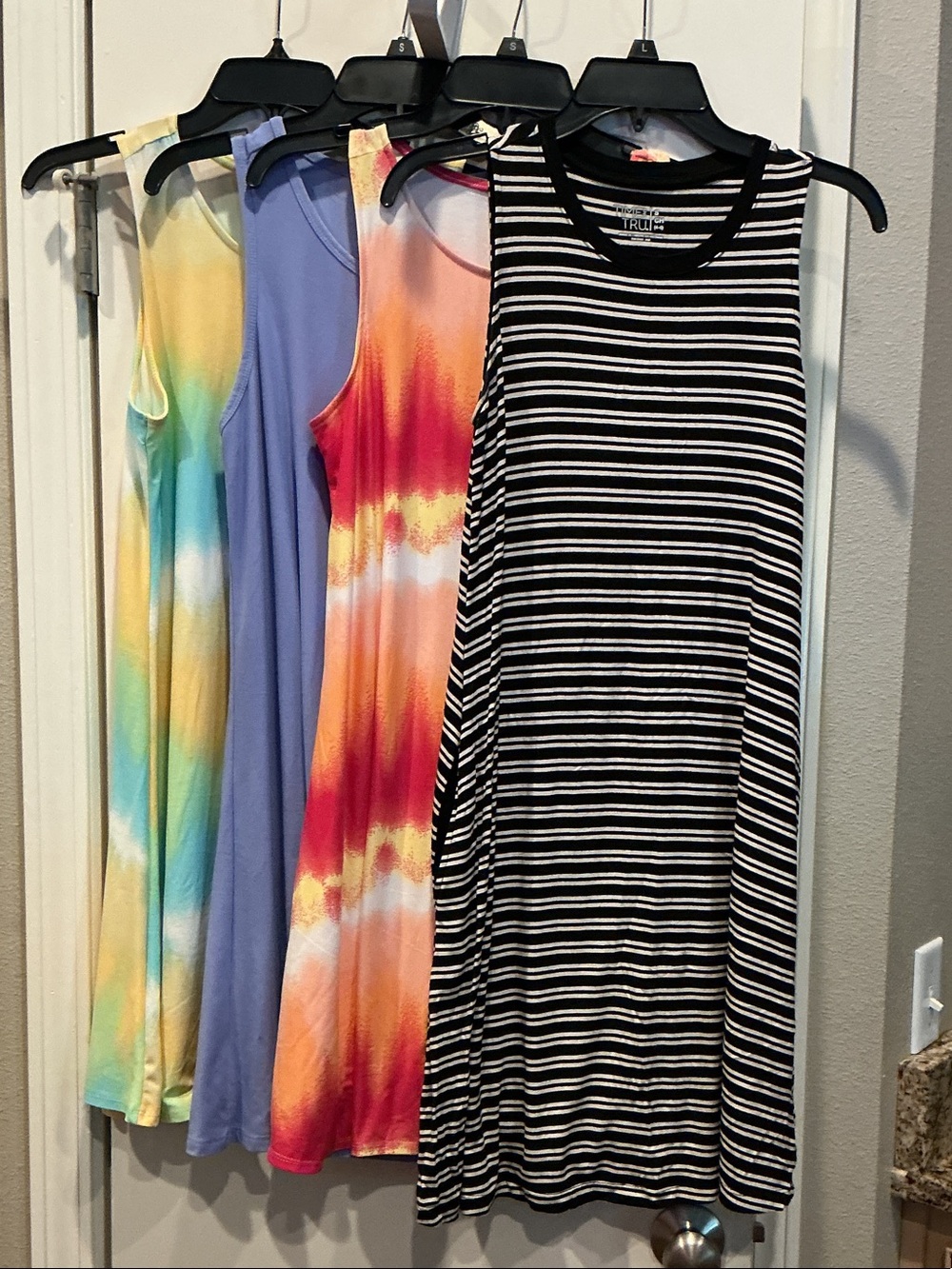 just be Multi-Color & Black Striped Women's Tank Dresses - Set of 4